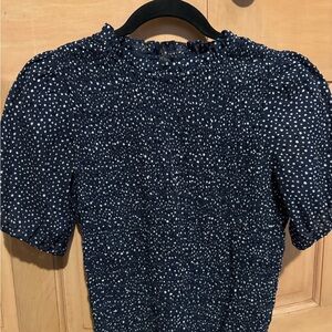 Navy Polka Dot Blouse